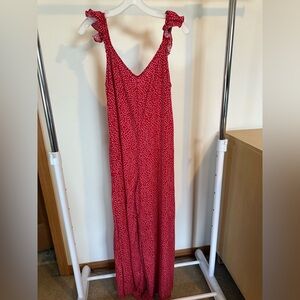 Elan Red Polka Floral Slip Dress